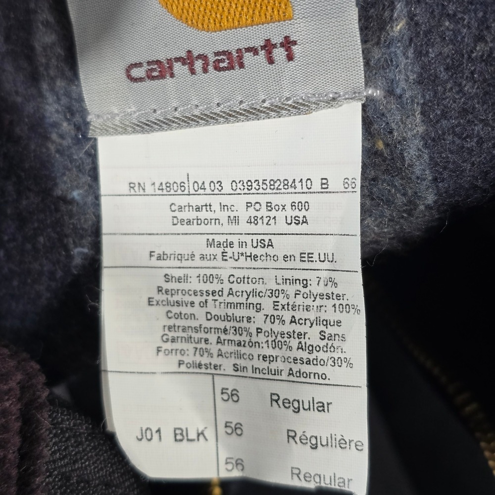 NWT‎ VTG Carhartt J01 BLK Duck Detroit Jacket Blanket Lined Black 56 3XL - Picture 9 of 10